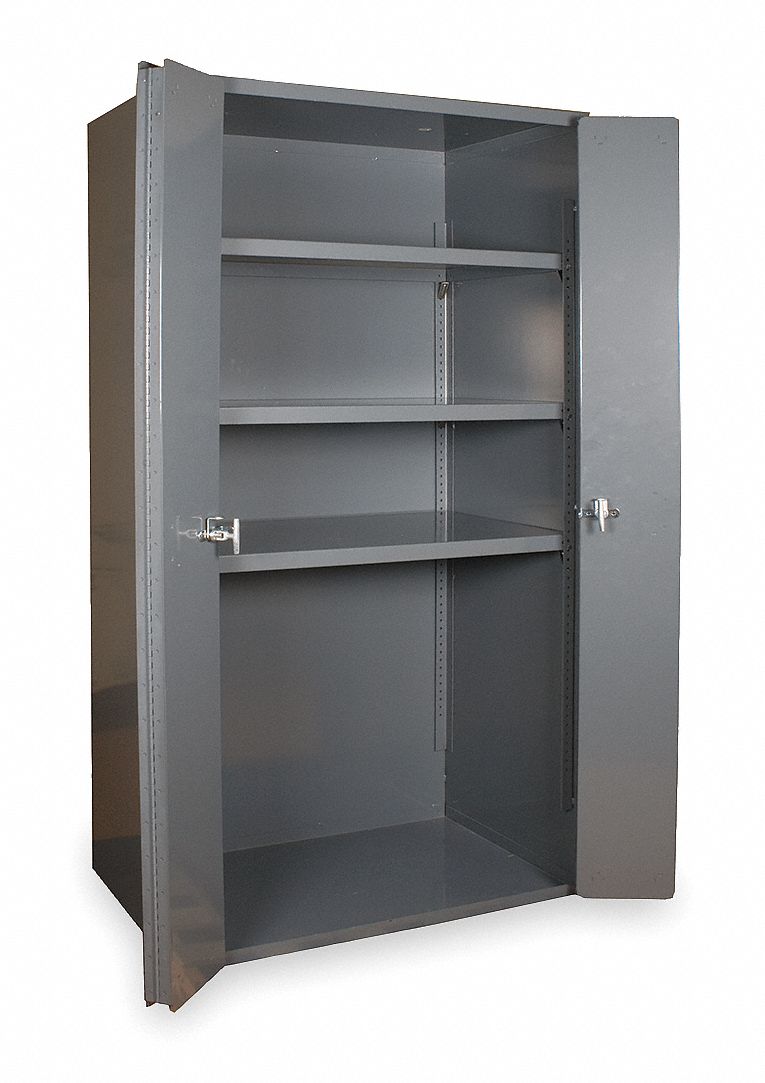 STORAGE CABINET, 36 IN X 18 IN X 72 IN, SWING HANDLE & PADLOCK HASP, 14 GA PANEL THICK