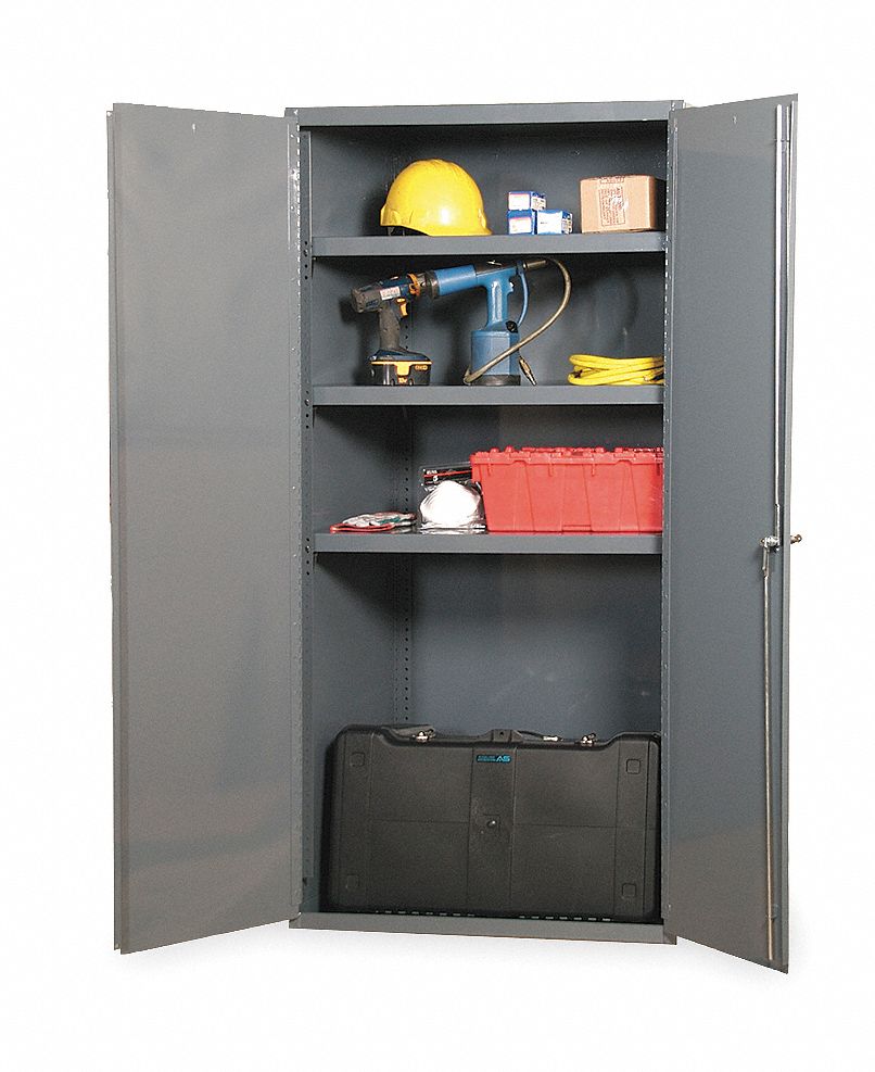STORAGE CABINET, 36 IN X 24 IN X 72 IN, SWING HANDLE/KEYED, 14 GA PANEL THICK, FRAME