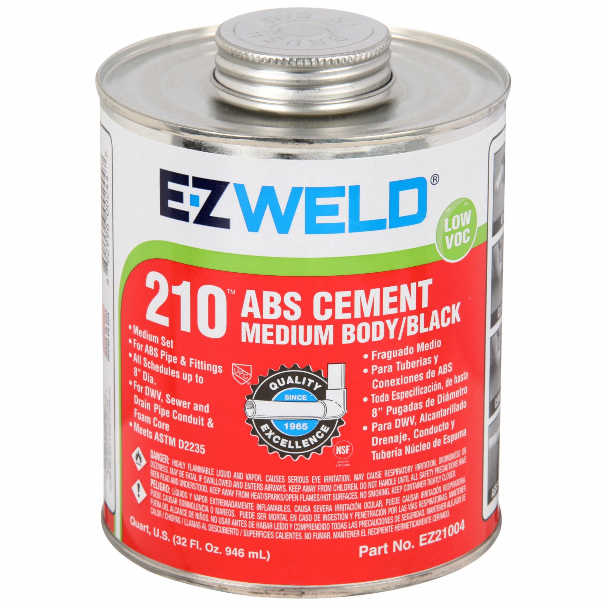 EZ WELD, 210, 32 fl oz, Pipe Cement 3NZD721004 Grainger