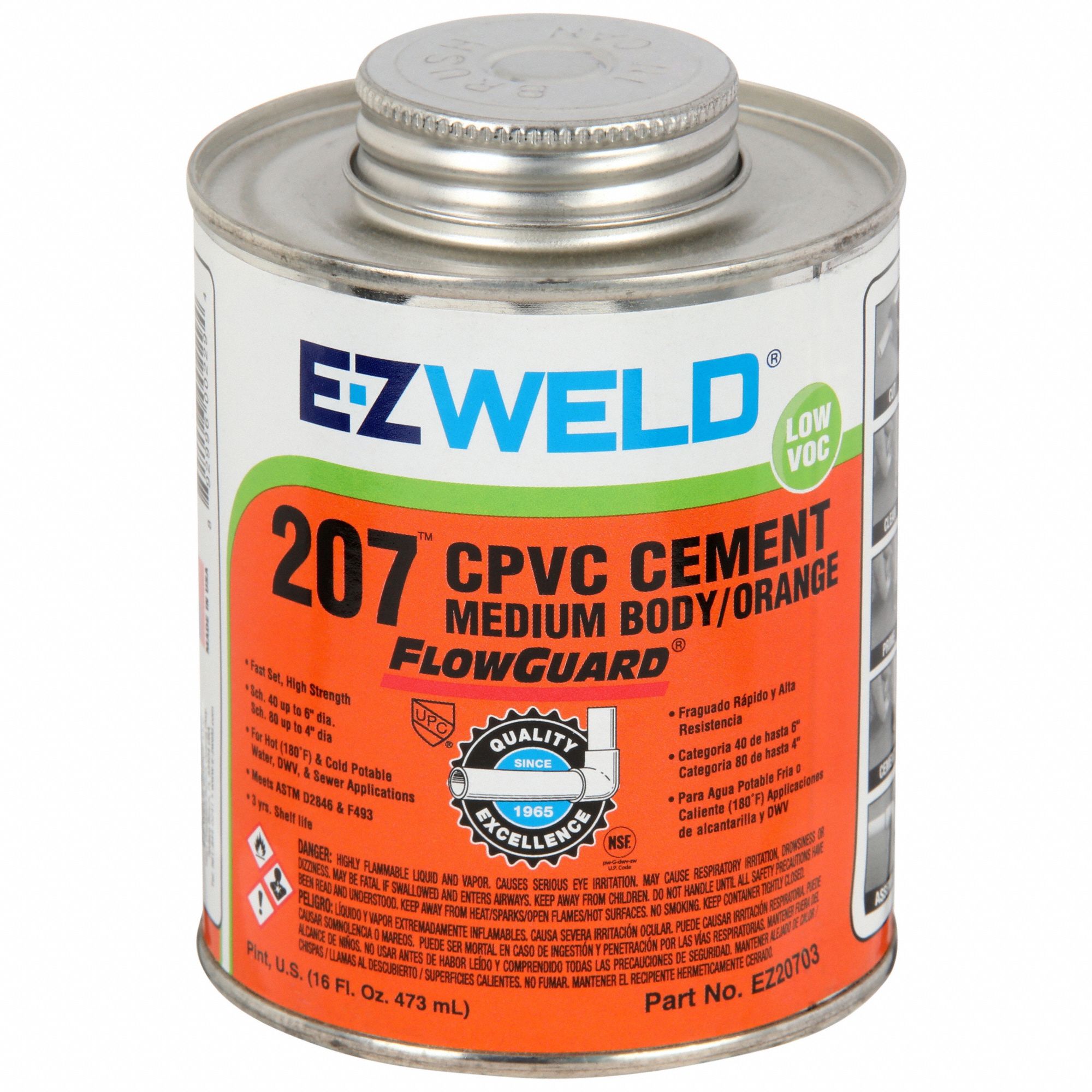 EZ WELD, Low VOC 907, 16 fl oz, Pipe Cement 3NZE120703 Grainger