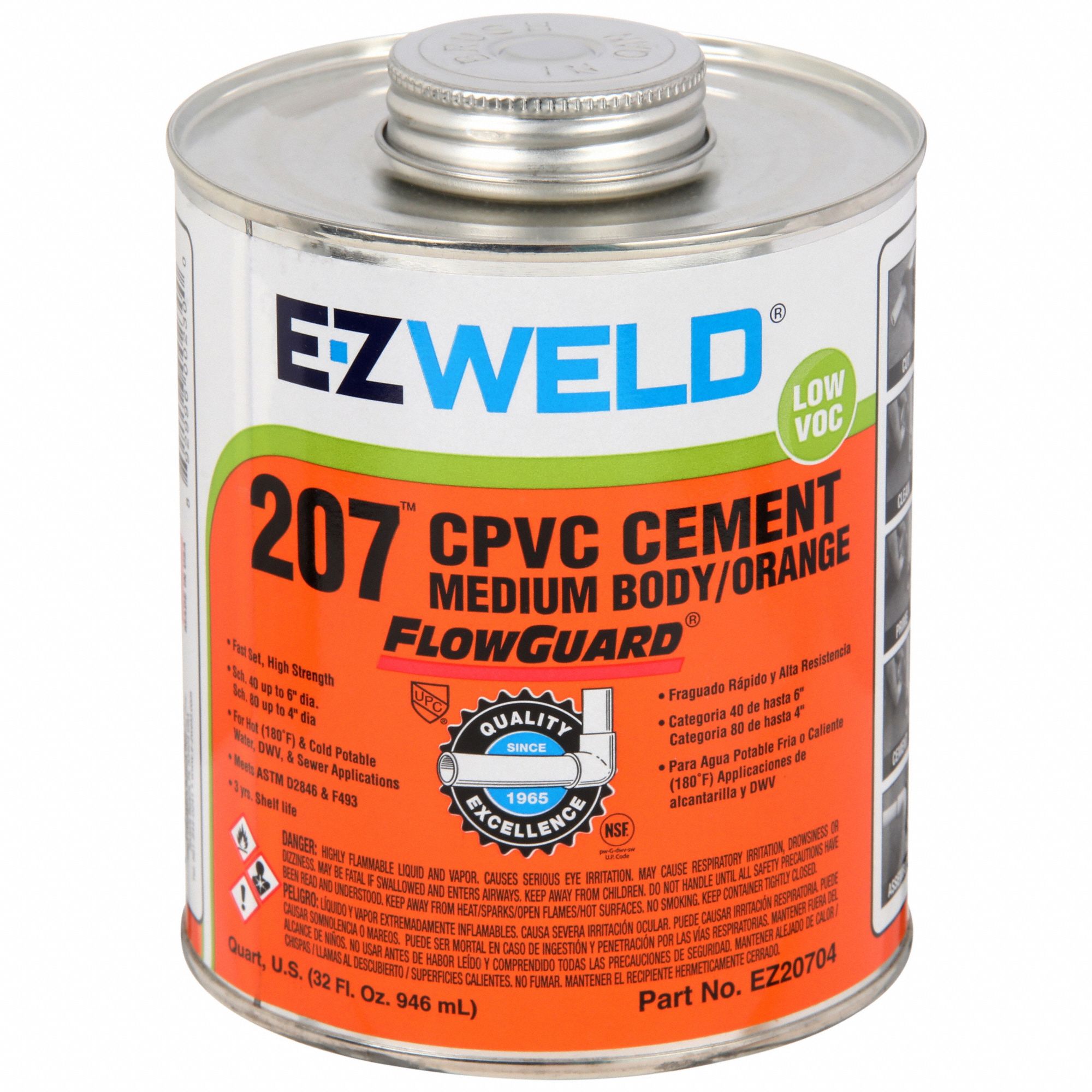 EZ WELD, Low VOC 907, 32 fl oz, Pipe Cement 3NZE220704 Grainger
