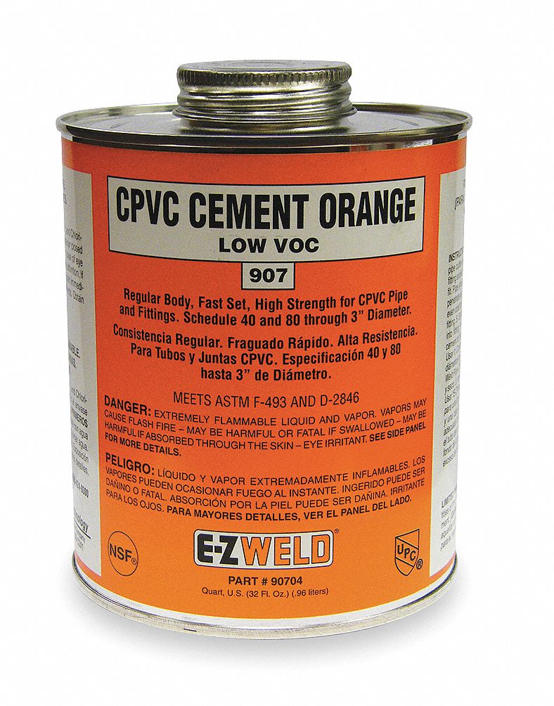 EZ WELD Orange Solvent Cement, Size 32 oz, For Use With CPVC Fittings
