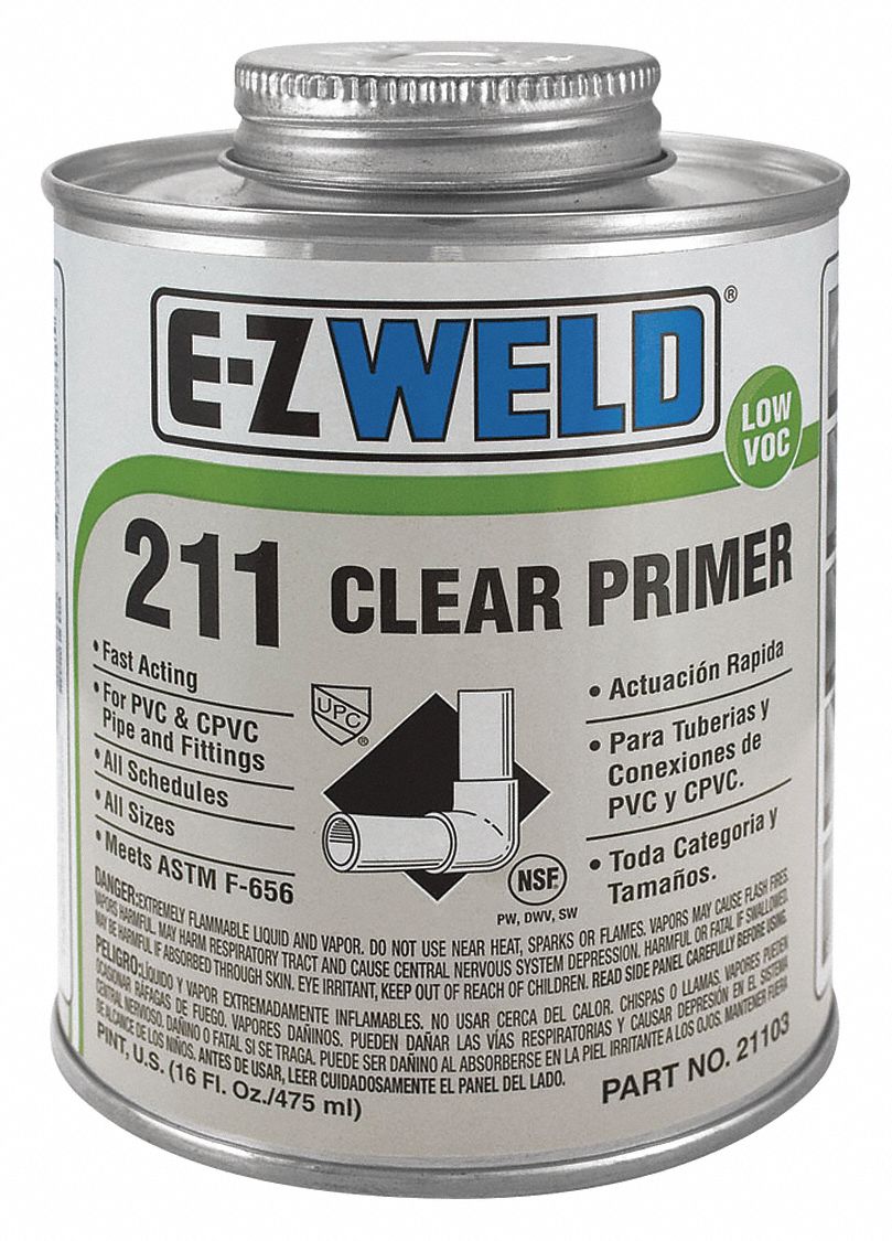 EZ WELD, 16 oz, Clear, Primer 3NZE421103 Grainger