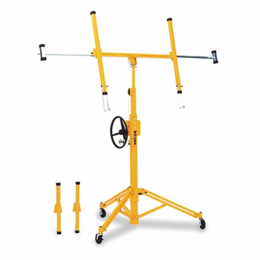 BIL-JAX Drywall Lift: 12 ft Lifting Ht Max, 12 in x 4 in, 200 lb Max  Lifting Capacity, Steel