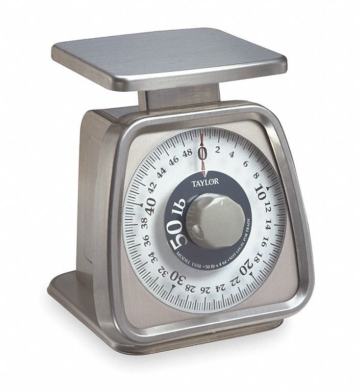 DIAL SCALE,SS,50 LB WEIGHT CAP.,SILVER