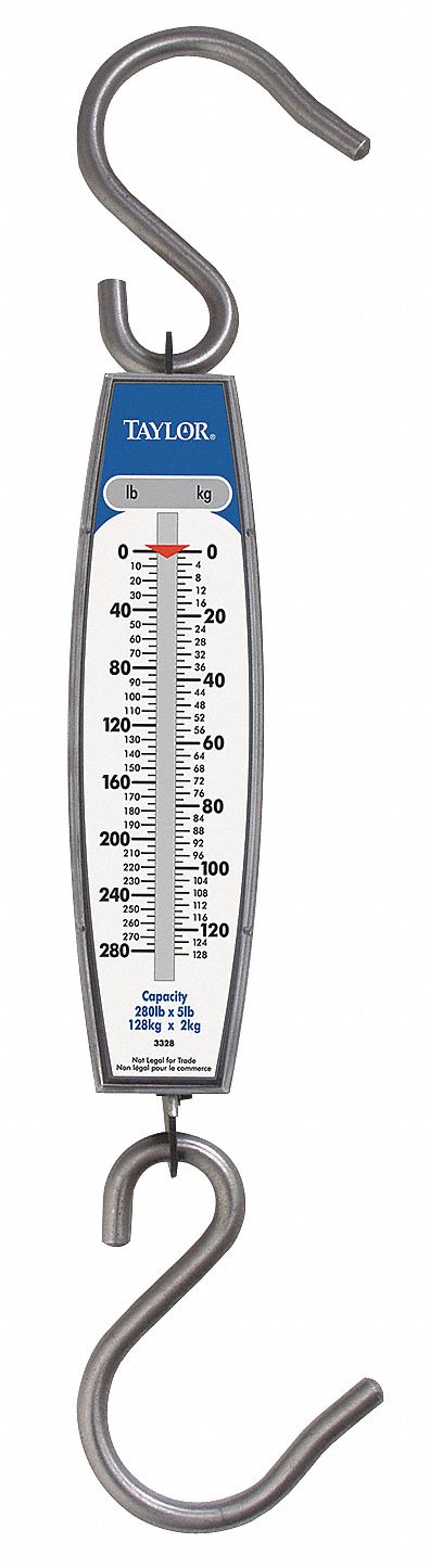 Taylor Hanging Scale – 70 Lb / 32 Kg Capacity, Spring Balance With Hook & Loop