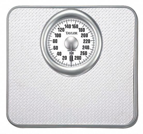 TAYLOR Mechanical Bath Scale, 300 lb Capacity, 11 1/2 in W x 10 13/16