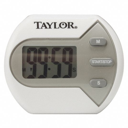 TAYLOR Digital Timer: 99 min 59 sec Max., LCD, Alarm Type: Audible, AAA