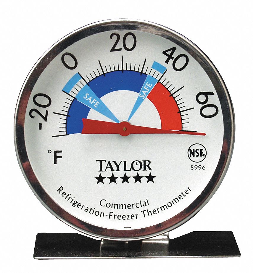 TAYLOR Refrigerator/Freezer Thermometer, 30° to 70° Temp. Range (F), ±
