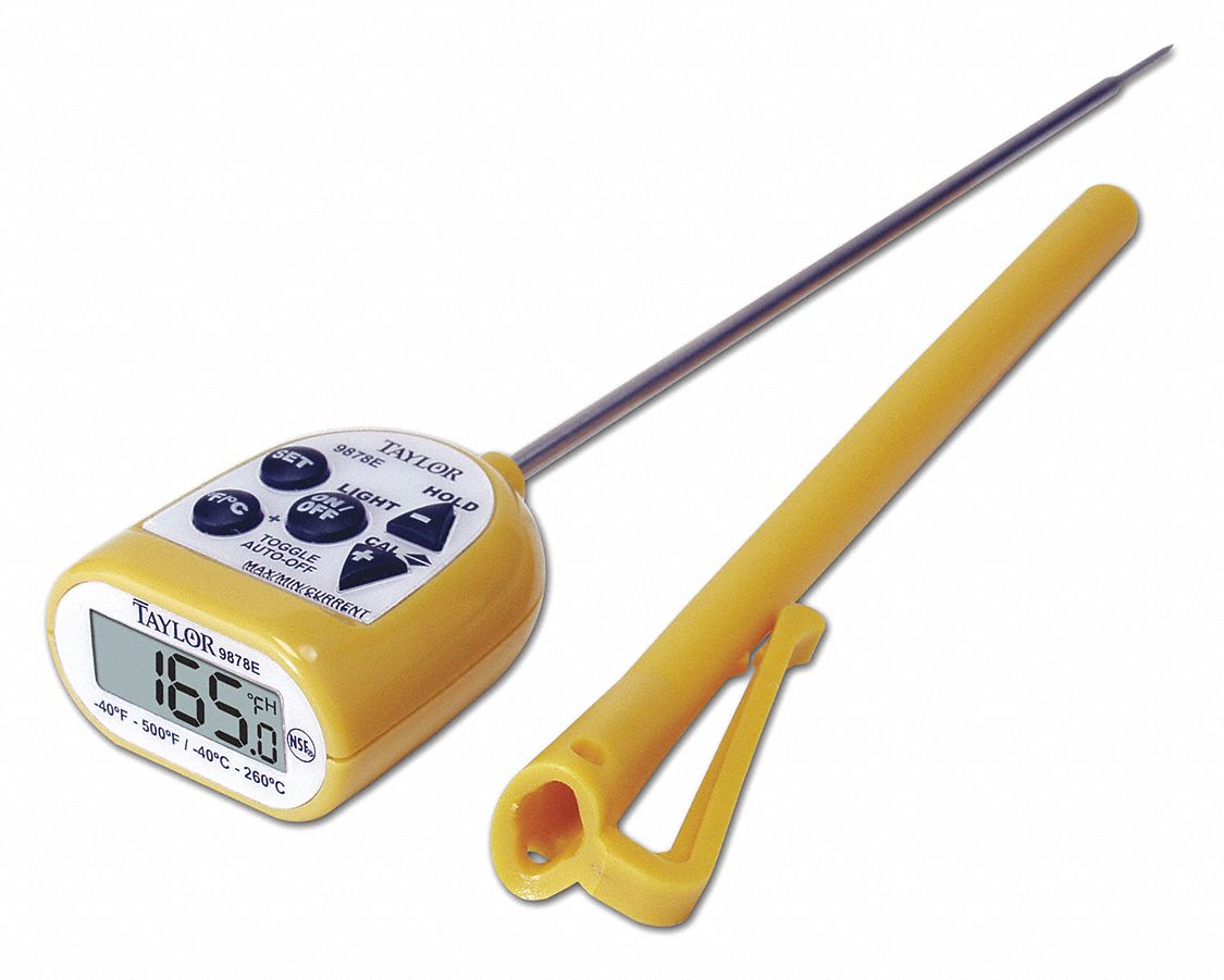 TAYLOR Digital Food Service Thermometer Stem Thermometer, 40° to 500°F, 40° to 260°C 3NZT4