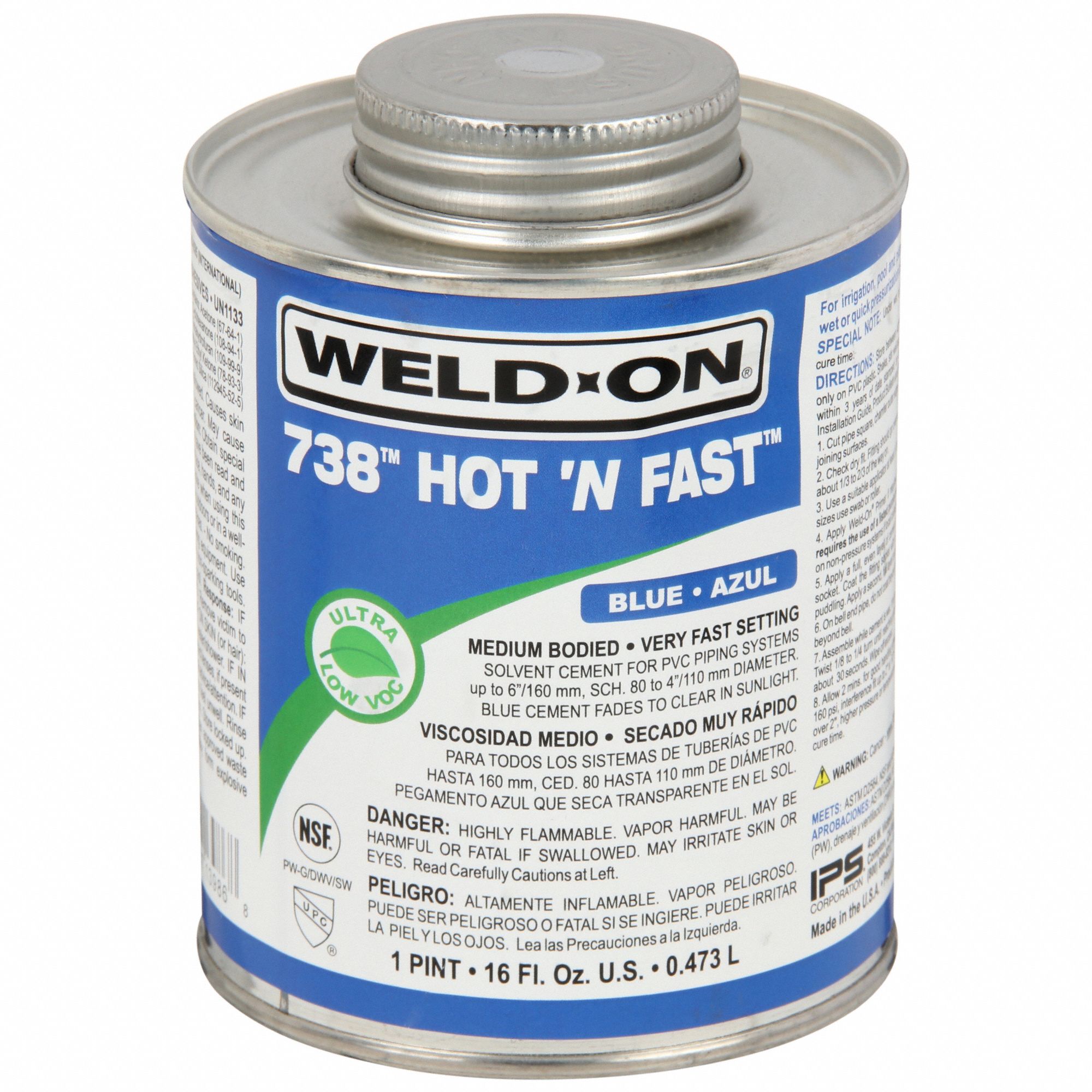 WELDON, 738, 16 fl oz, Pipe Cement 3NZW813986 Grainger