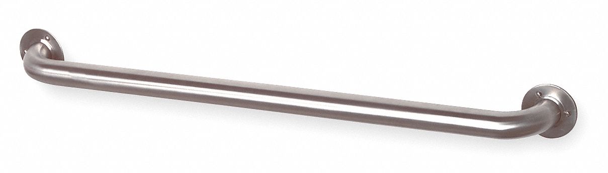 Grab Bar: Straight, 32 in Lg, 1 1/2 in Dia, Stainless Steel, Satin