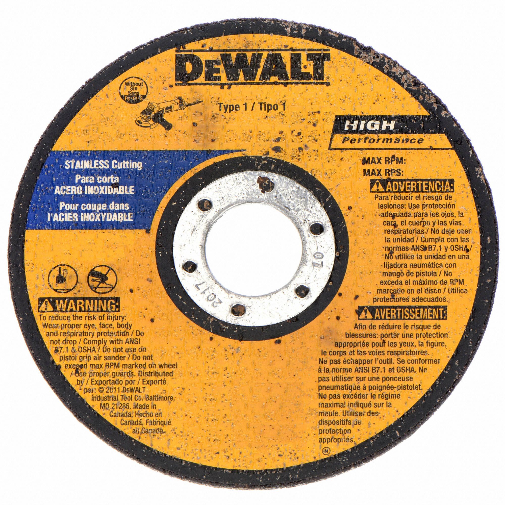 DEWALT 4 1/2 in, Type 1 Aluminum Oxide Abrasive CutOff Wheel, 7/8 in