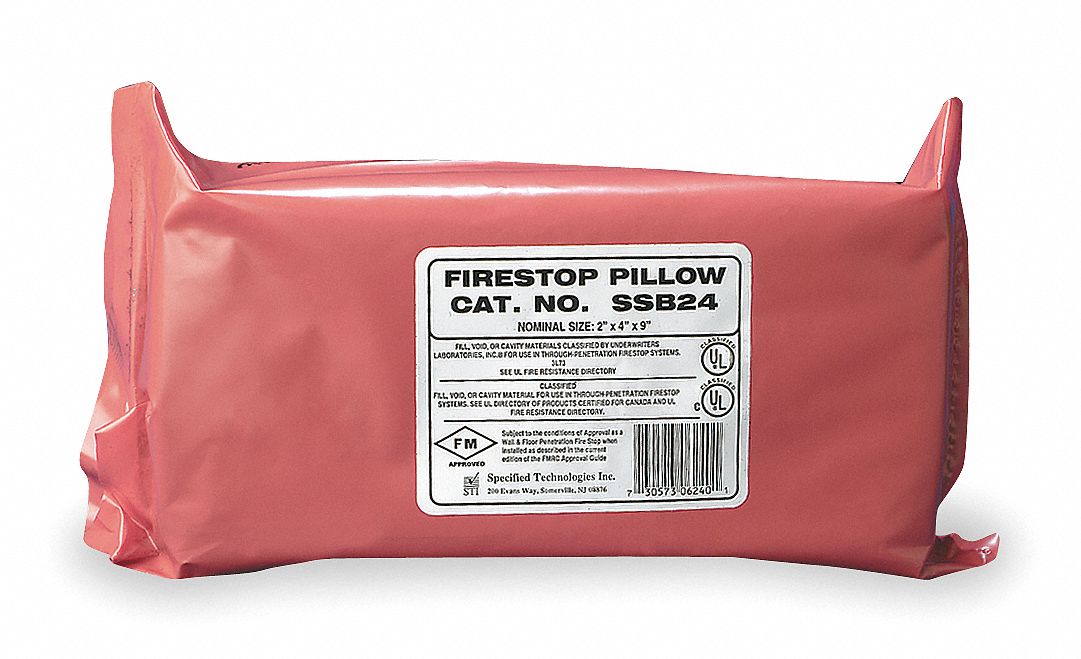 STI Firestop Pillow, Up to 4 hr Fire Rating, 2 in Height, 4 in Width, 9