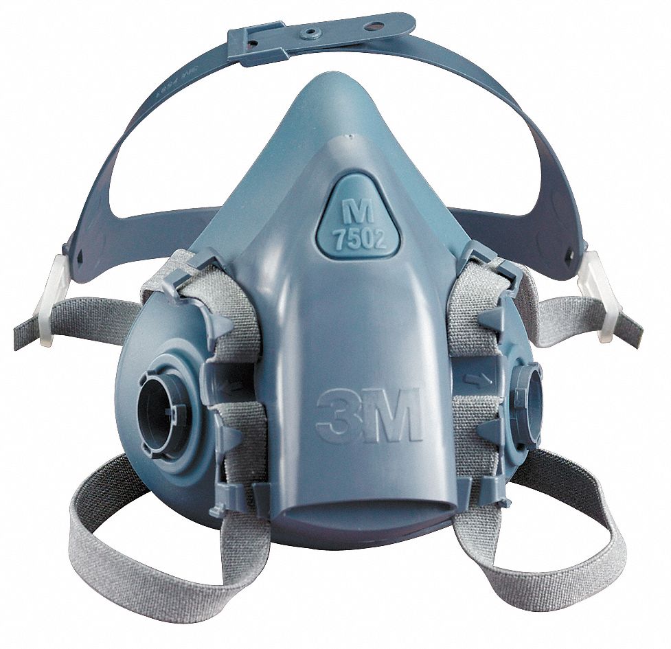 Half Mask Respirator: 7500, 0 Cartridges Included, Silicone, M Mask Size