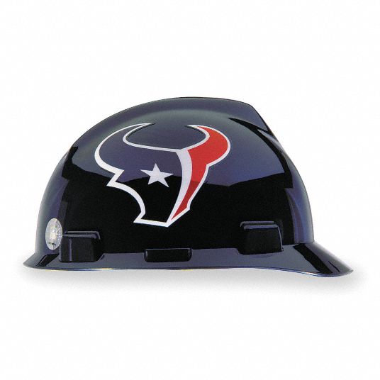 NFL Hard Hat: Blue, Houston Texans, One-Touch (4-Point), Polyethylene,  Side-Slots, MSA, V-Gard