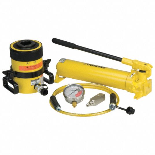 Enerpac 60 Ton Cylinder Nominal Capacity 3 In Cylinder Stroke Hollow Hydraulic Ram And Pump 3763