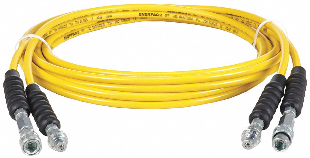 TWIN HYDRAULIC HOSE ASSEMBLY, ¼ IN ID, F COUPLER X M COUPLER, 20 FT L, YELLOW, THERMOPLASTIC