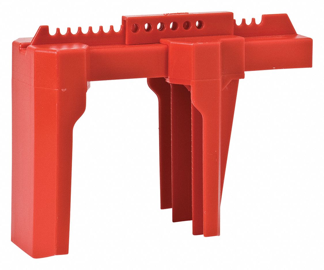 BRADY Ball Valve Lockout, Polypropylene, Red 3PDD1BS08ARD Grainger
