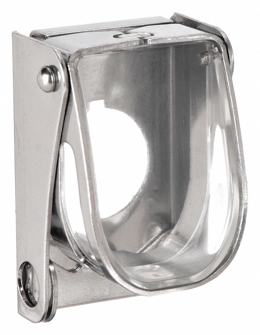 Push Button Lockout: For 0.89 in Max Button Dia, Silver, 1.343 in x 2.3 in x 1.457 in