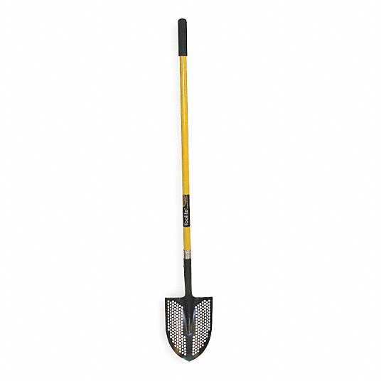 Mud/Sifting Round Point Shovel: 48 in Handle Lg, 9 1/2 in Blade Wd