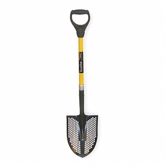Mud/Sifting Round Point Shovel: 29 in Handle Lg, 9 1/2 in Blade Wd