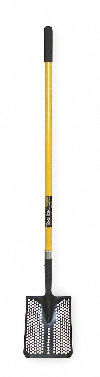SQUARE POINT MUD/SIFTING SHOVEL, STEEL BLADE, 14 GAUGE, STRAIGHT HANDLE