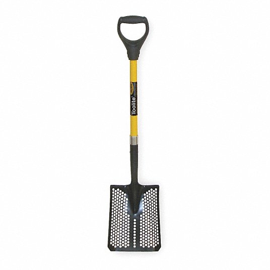 Mud/Sifting Square Shovel: 29 in Handle Lg, 9 1/2 in Blade Wd, 14 ga Gauge