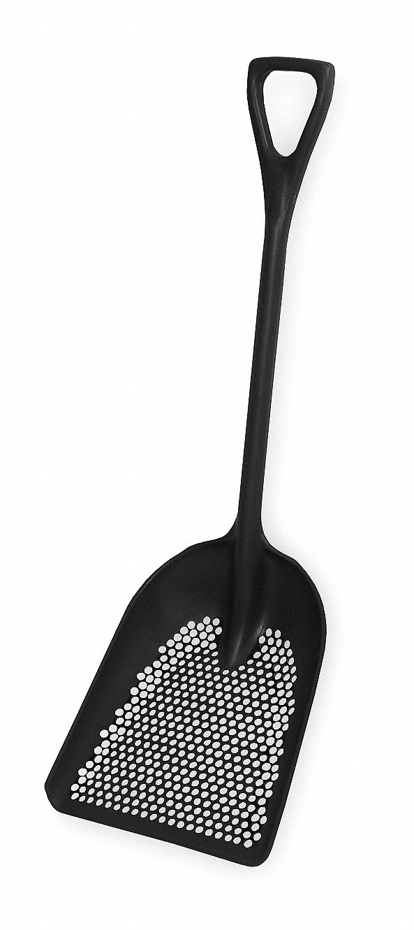 SIFTING SCOOP, 1 RIBS, PLASTIC, #8 BLADE SIZE, 14 IN BLADE W, 17 IN BLADE L, BLACK