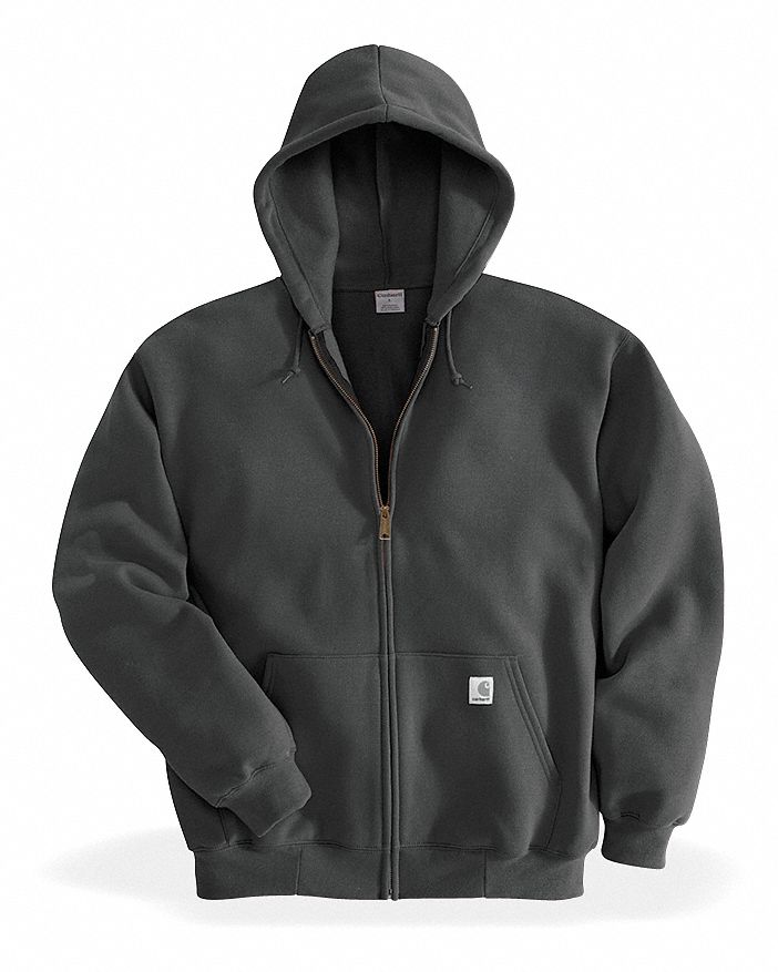 CARHARTT, L, Regular, Hooded Sweatshirt - 3PGY9|K122-BLK LRG REG - Grainger
