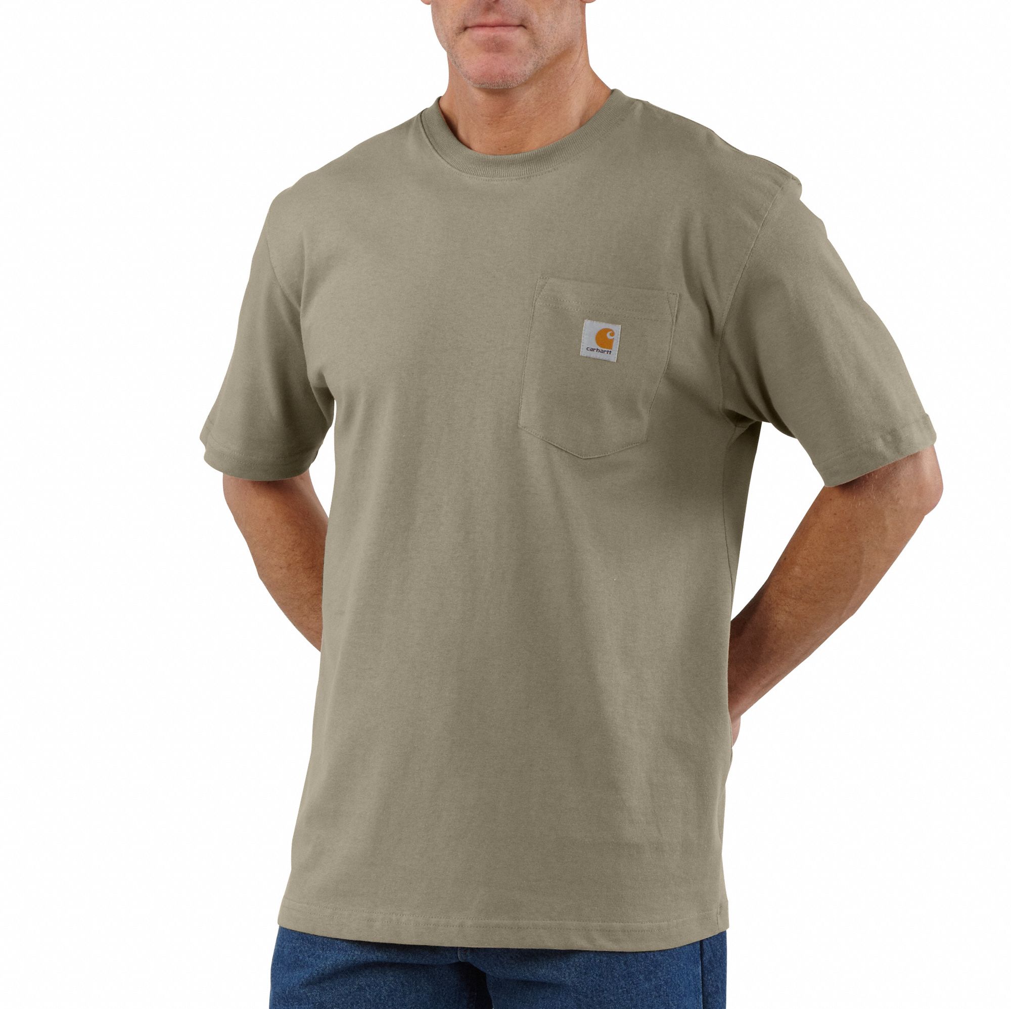 CARHARTT T-Shirt: Men's, XL, Tan, Regular, T-Shirt Shirt, Short, Cotton ...