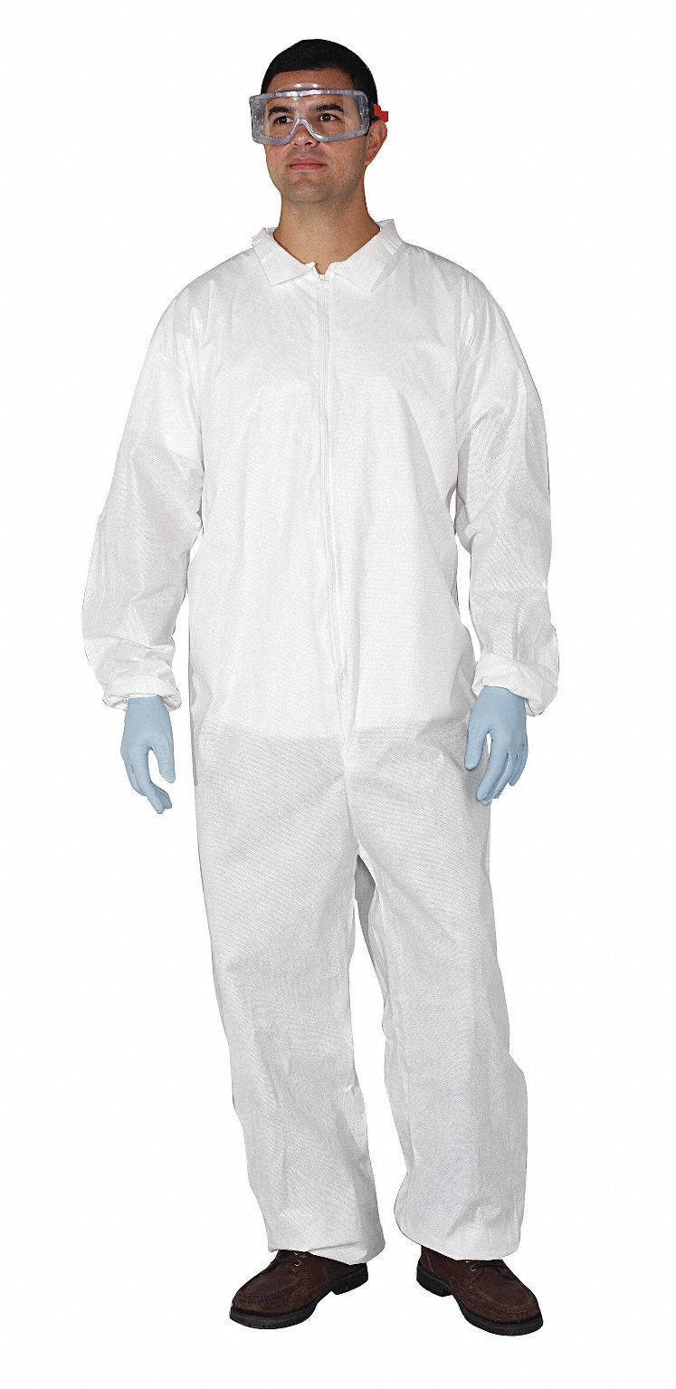 Disposable Cleanroom Coat, L, White Grainger