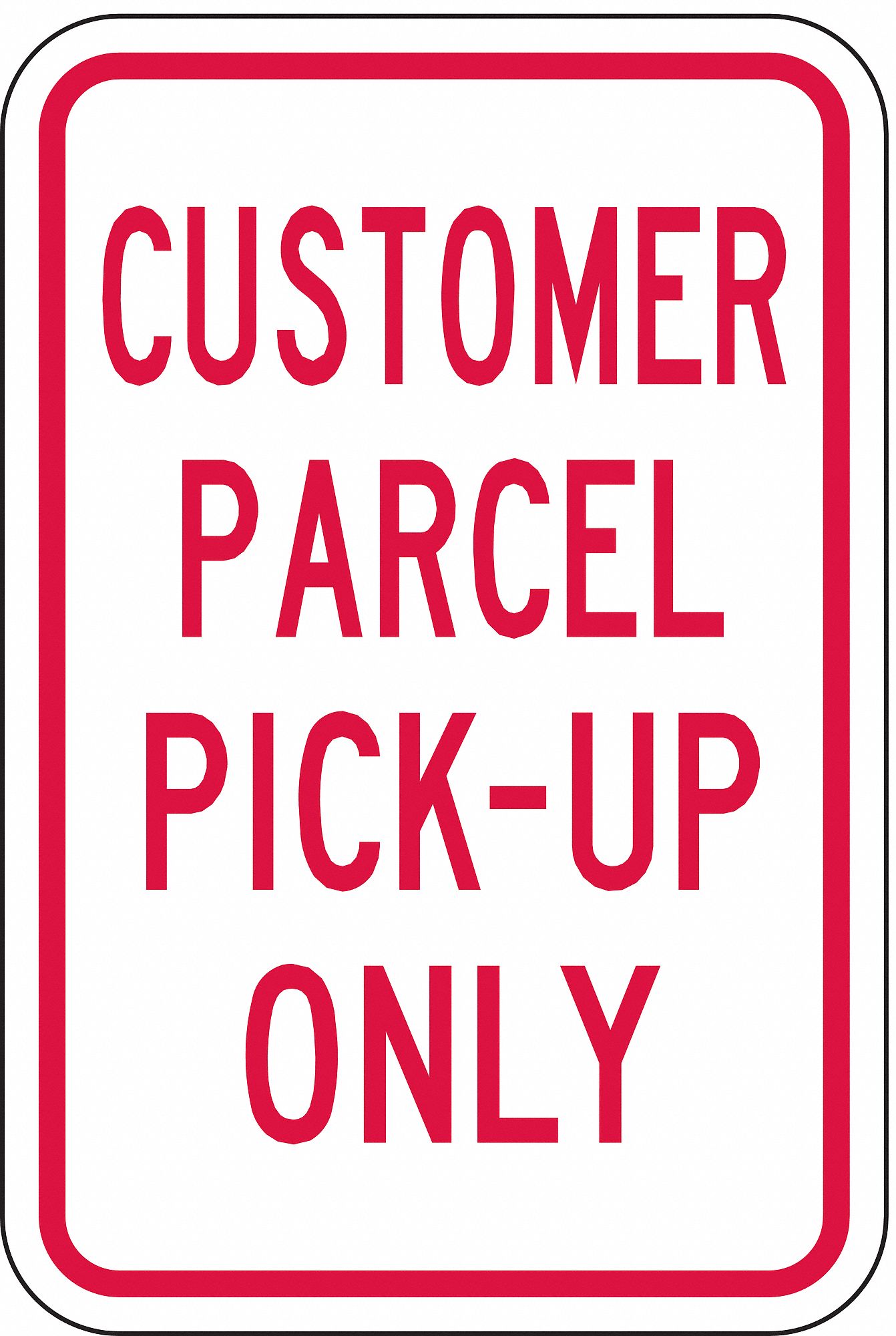 Parking Sign: 18 in x 12 in Nominal Sign Size, Aluminum, 0.063 in, High Intensity Prismatic, Red