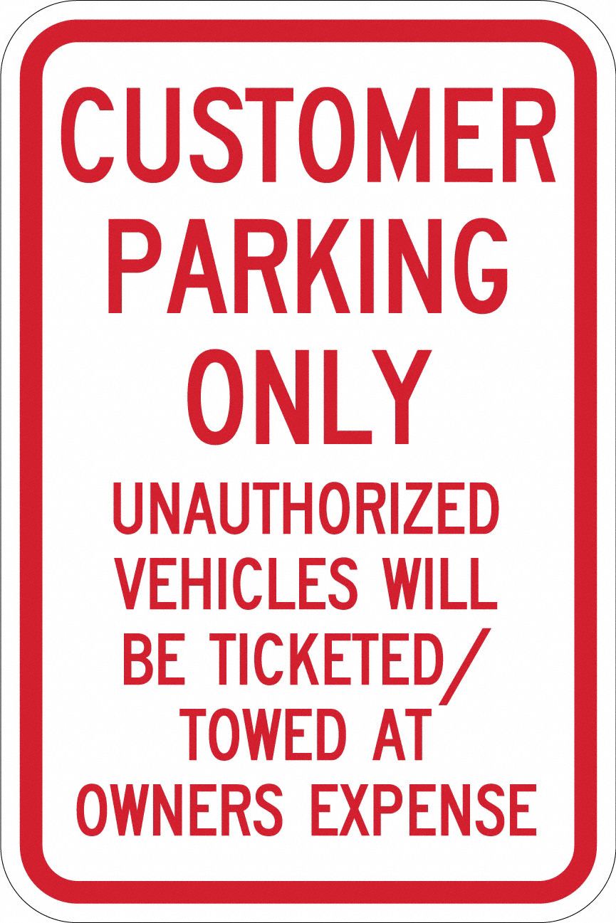 Parking Sign: 18 in x 12 in Nominal Sign Size, Aluminum, 0.063 in, High Intensity Prismatic