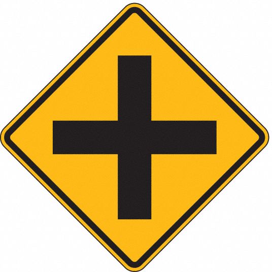 LYLE Cross Intersection Traffic Sign, MUTCD Code W2-1, 24 in x 24 in ...