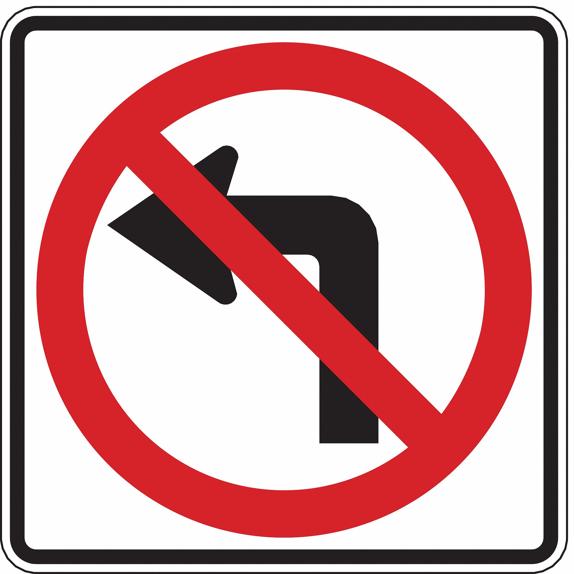 LYLE No Left Turn Traffic Sign, MUTCD Code R3-2, 24 in x 24 in ...