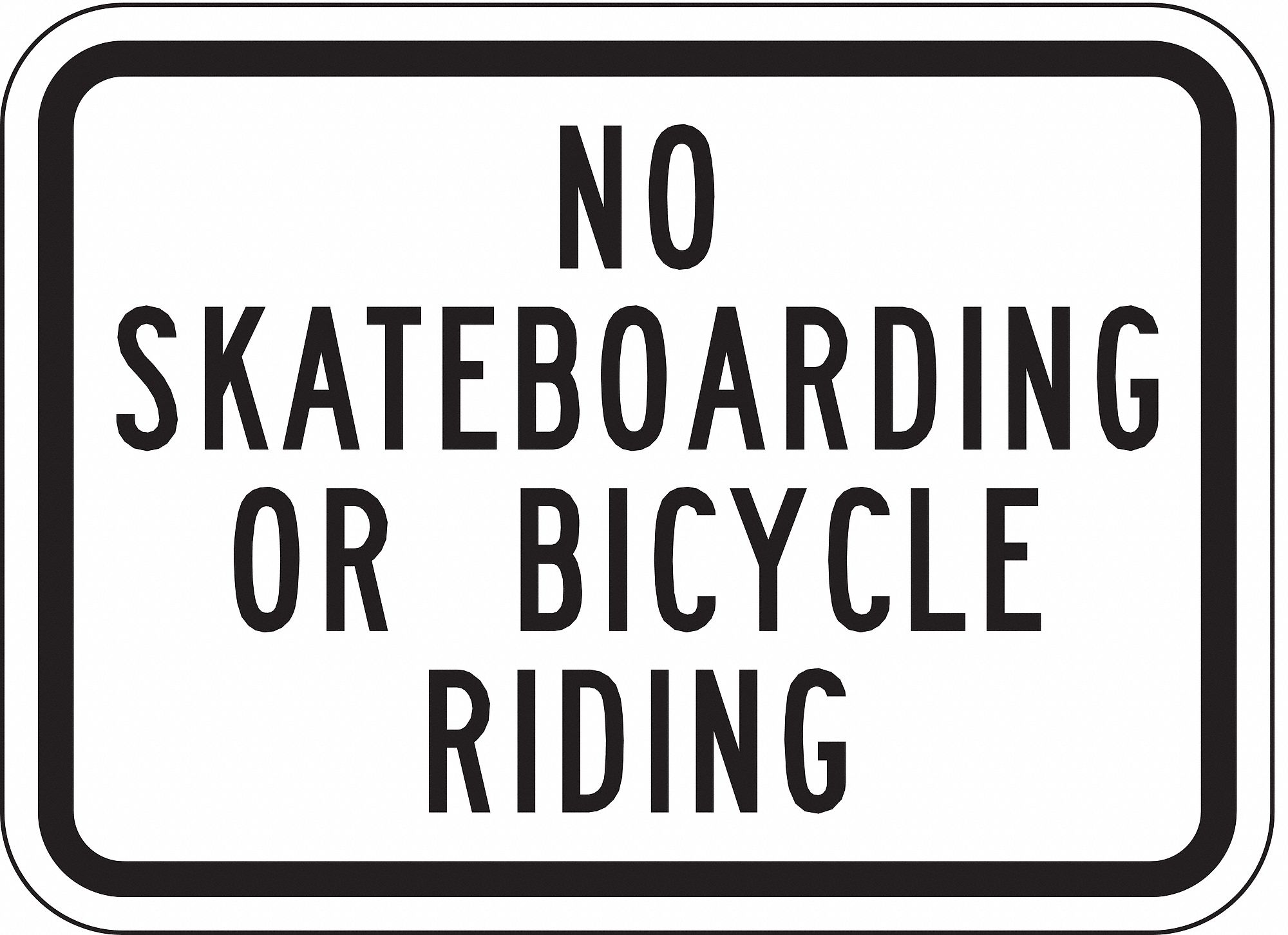Reflective No Skateboards Sign: Aluminum, Mounting Holes Sign Mounting, 0.08 in Thick, No Header