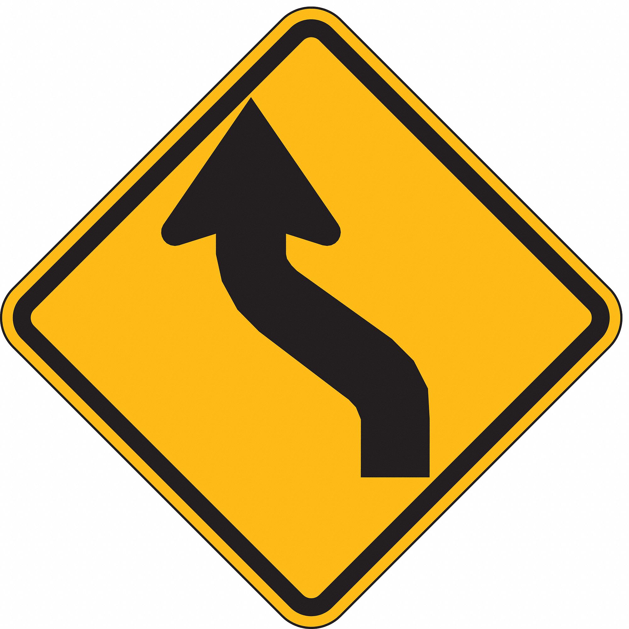 Traffic Sign: 12 in x 12 in Nominal Sign Size, Aluminum, 0.063 in, W1-4L MUTCD