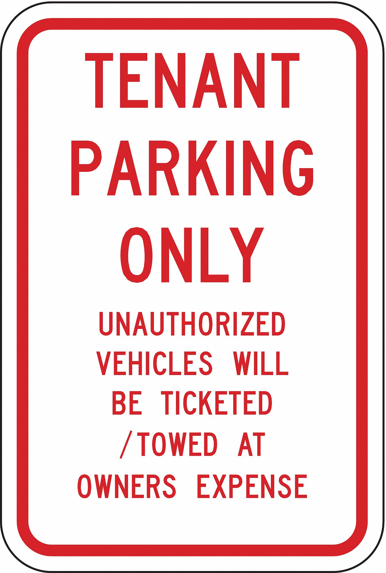 Parking Sign: 18 in x 12 in Nominal Sign Size, Aluminum, 0.063 in, High Intensity Prismatic