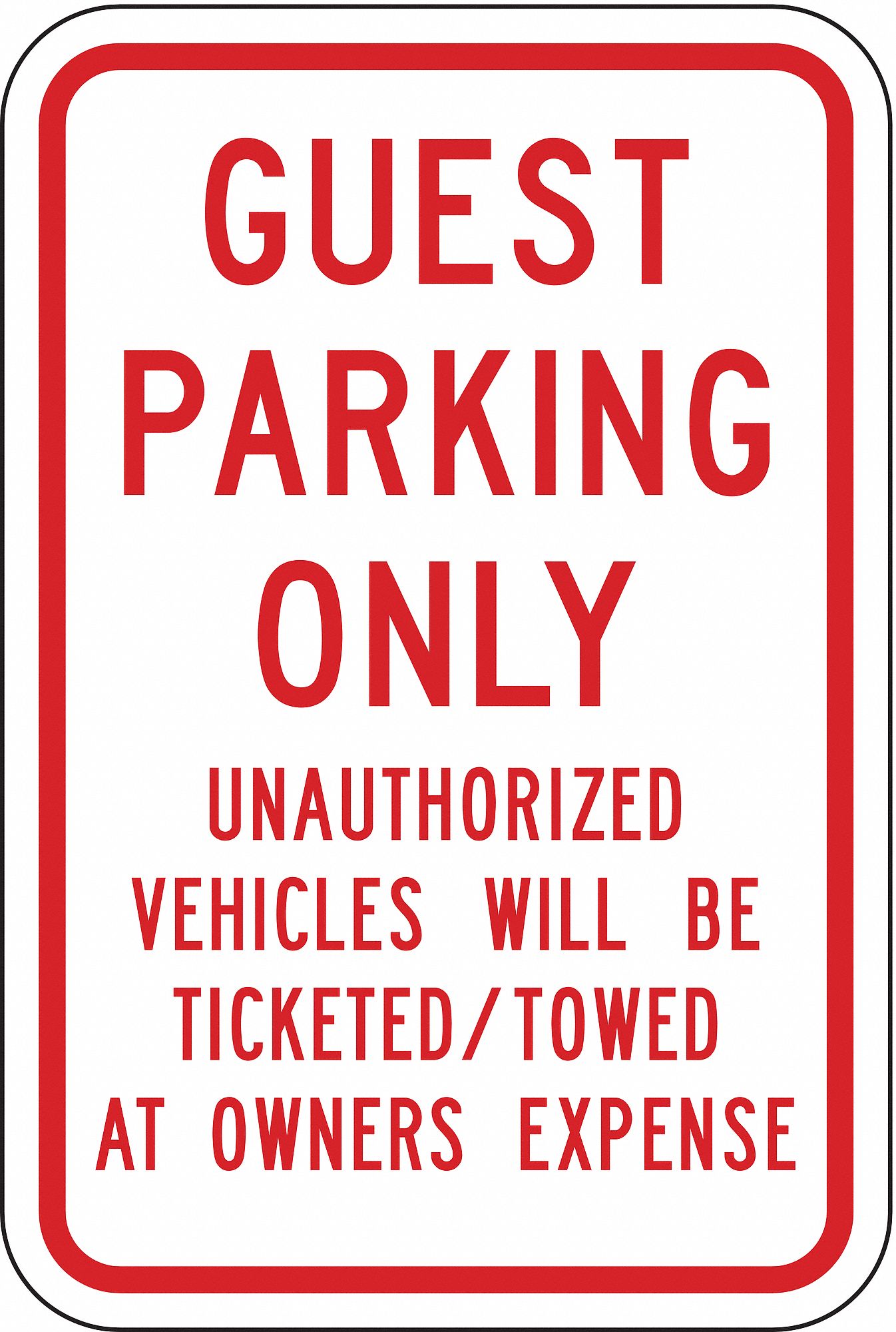 Parking Sign: 18 in x 12 in Nominal Sign Size, Aluminum, 0.063 in, High Intensity Prismatic