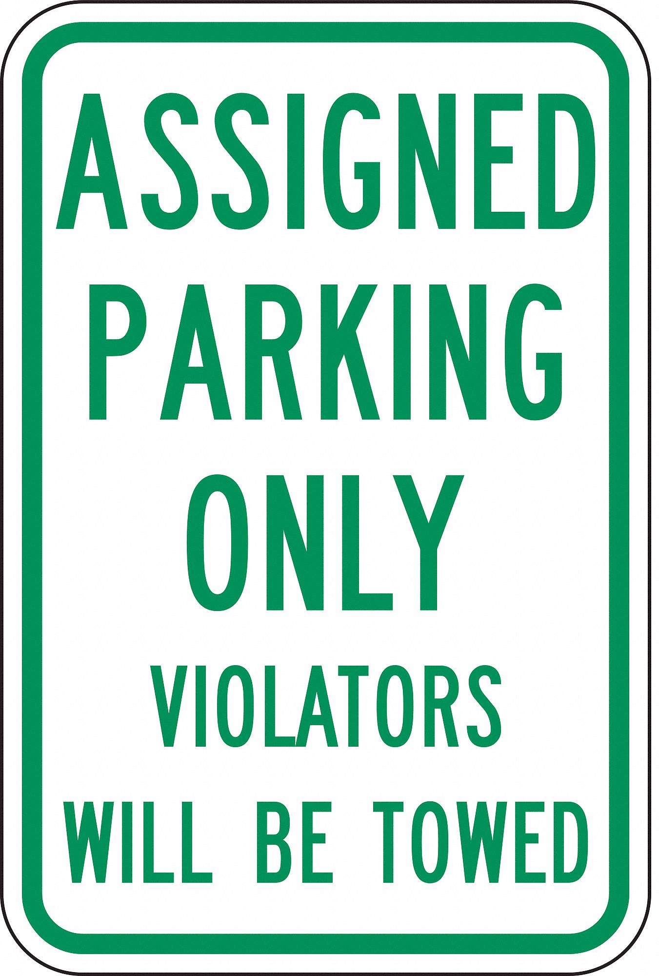 Parking Sign: 18 in x 12 in Nominal Sign Size, Aluminum, 0.063 in, High Intensity Prismatic, Green
