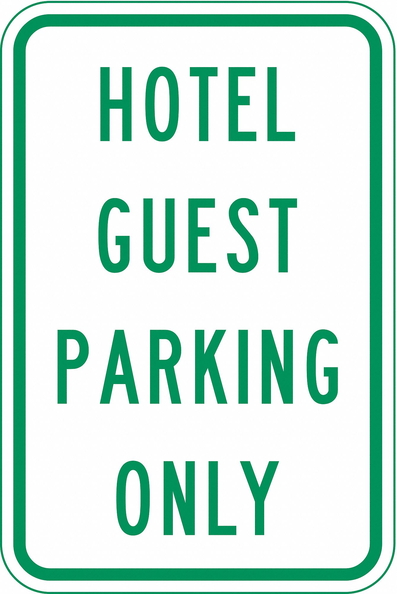 Parking Sign: 18 in x 12 in Nominal Sign Size, Aluminum, 0.063 in, High Intensity Prismatic