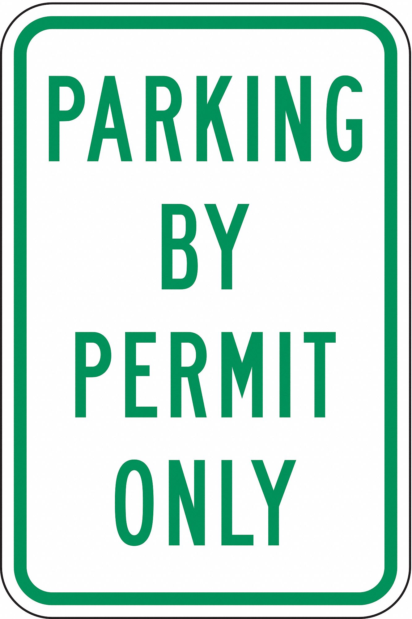 Parking Sign: 18 in x 12 in Nominal Sign Size, Aluminum, 0.063 in, High Intensity Prismatic, Green
