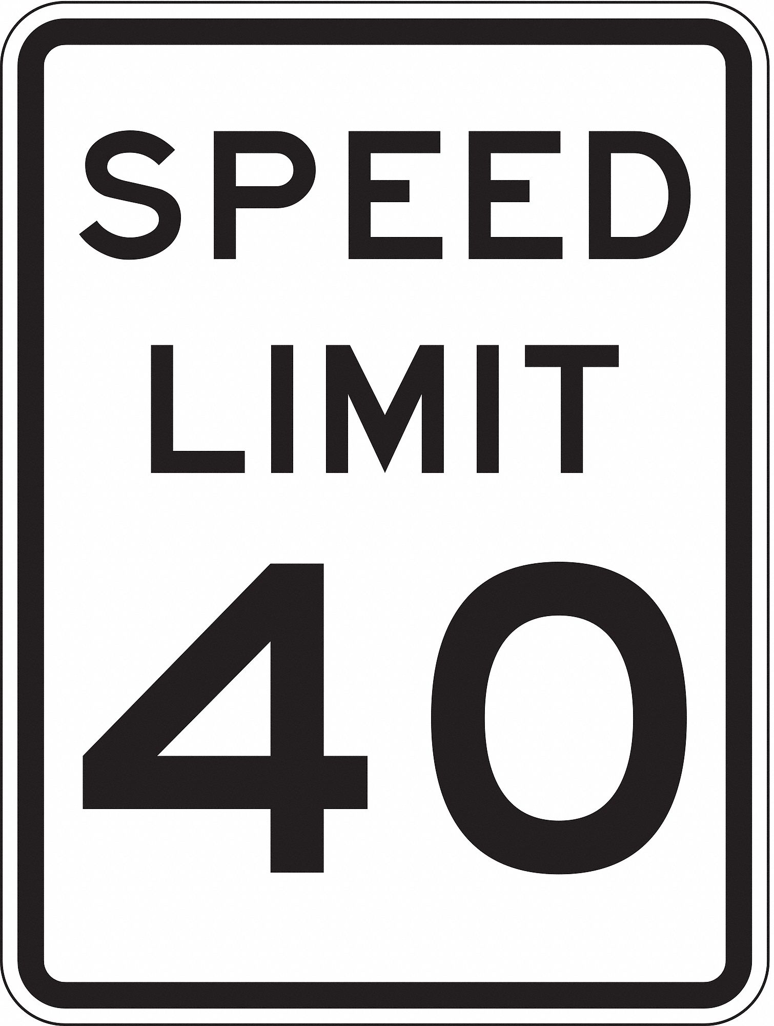 Traffic Sign: 24 in x 18 in Nominal Sign Size, Aluminum, 0.080 in Thick, R2-1 MUTCD