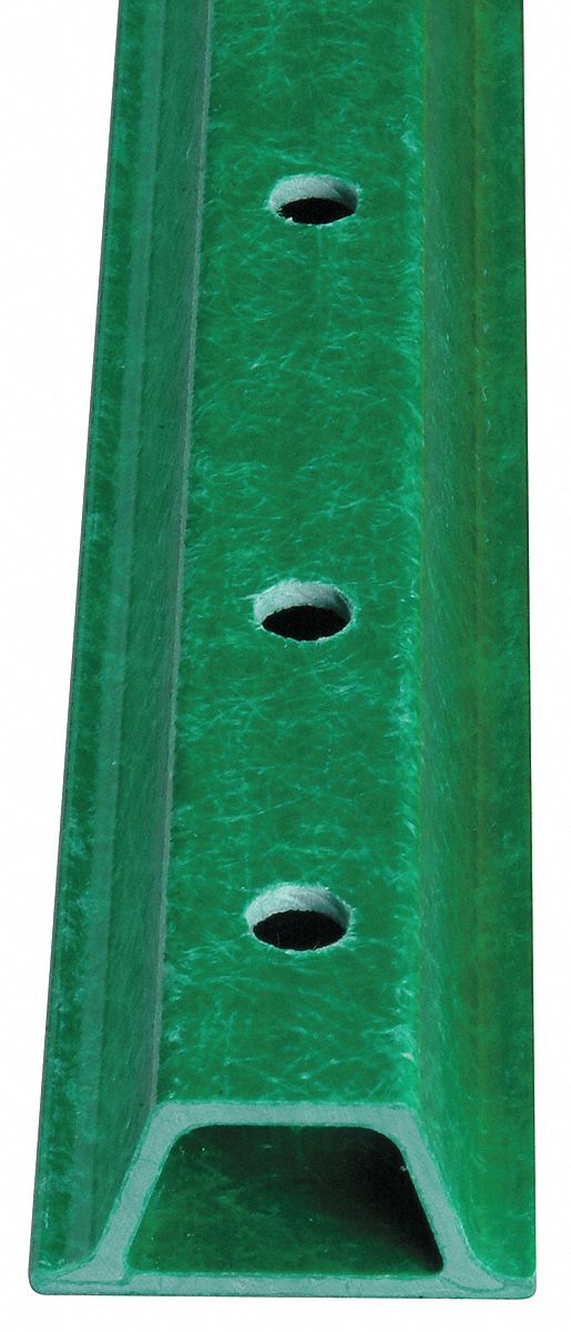 Sign Post: U-Channel Sign Post, Composite, 96 in Sign Post Lg, 2 in Sign Post Wd, Green, Closed