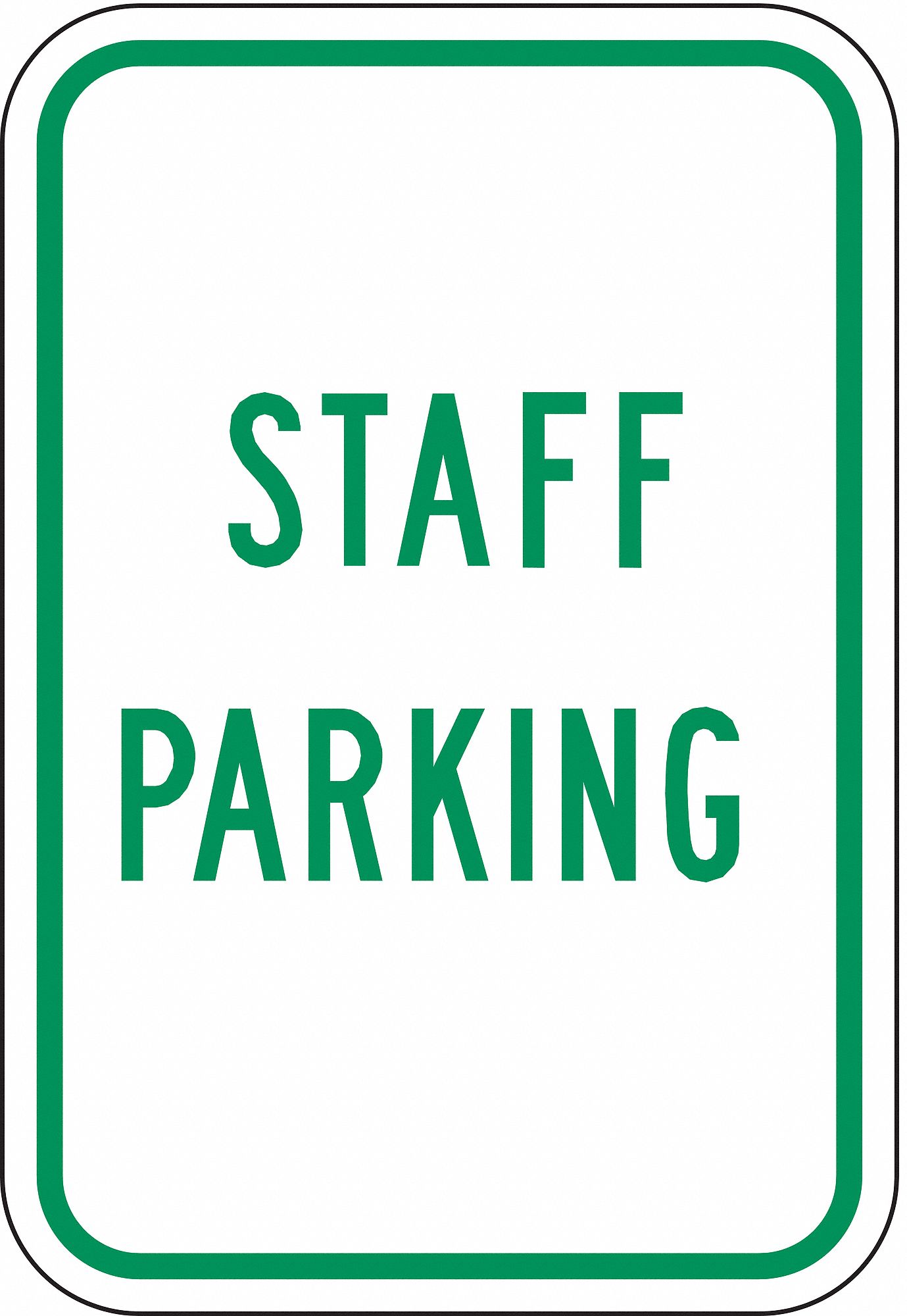 Parking Sign: 18 in x 12 in Nominal Sign Size, Aluminum, 0.063 in, High Intensity Prismatic, Green