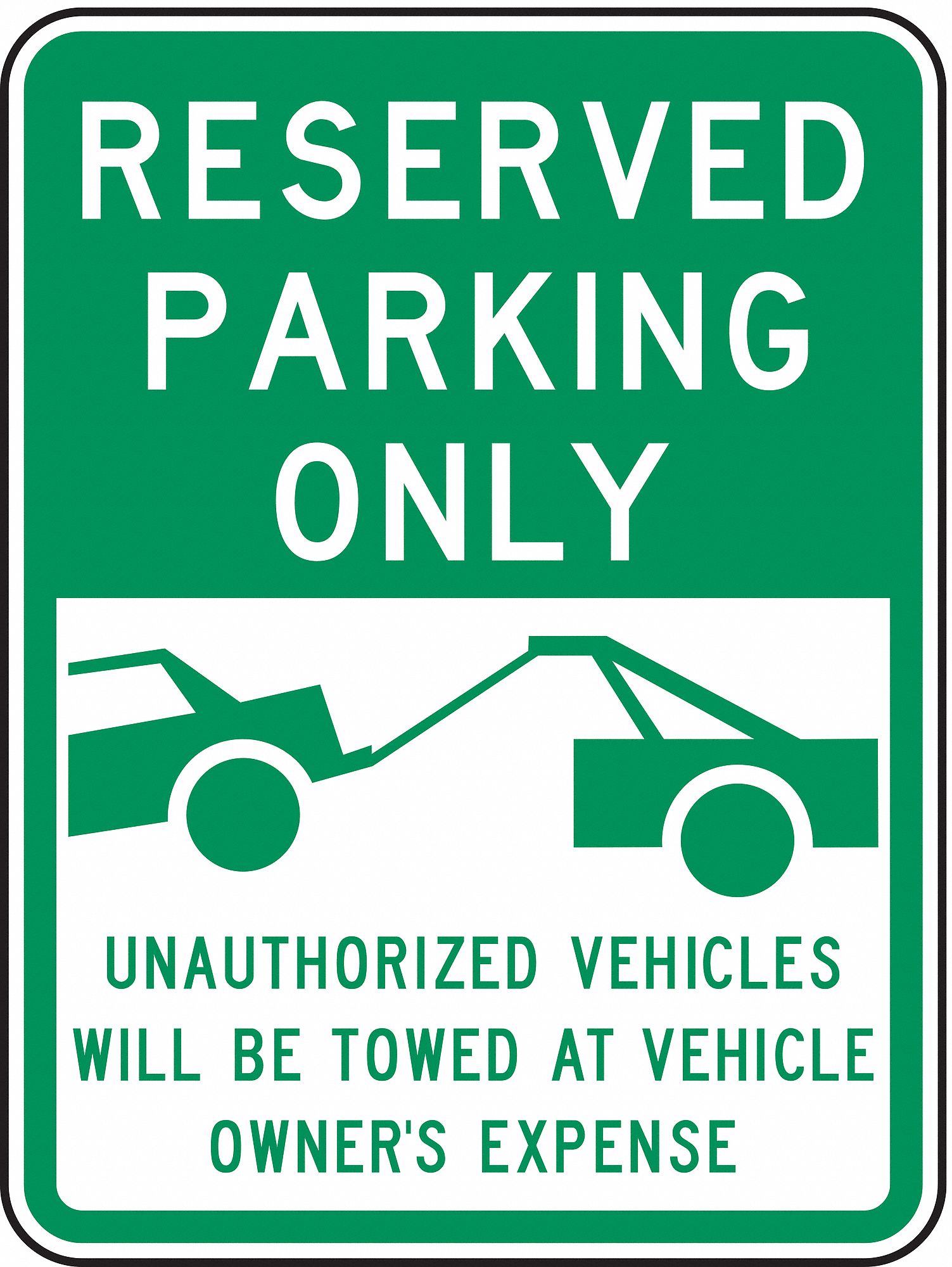 Parking Sign: 24 in x 18 in Nominal Sign Size, Aluminum, 0.080 in, ADA Compliant