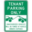 Tenant Parking Only Unauthorized Vehicles Will Be Towed At Vehicle Owner's Expense Signs