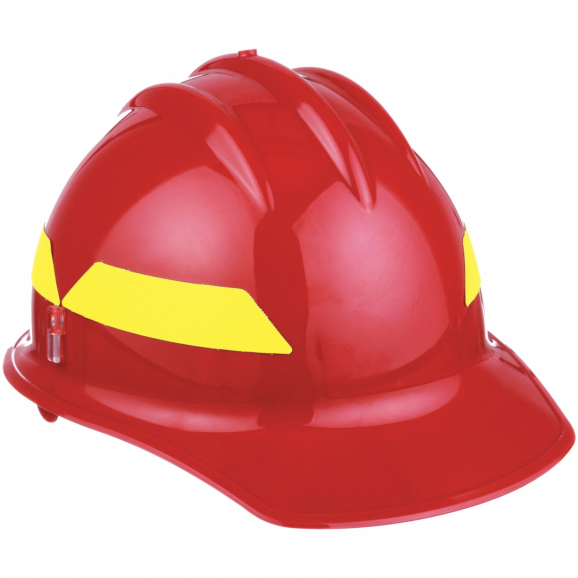 Fire Helmet: Red, Front Brim, Chin Strap, 6 pt Ratchet