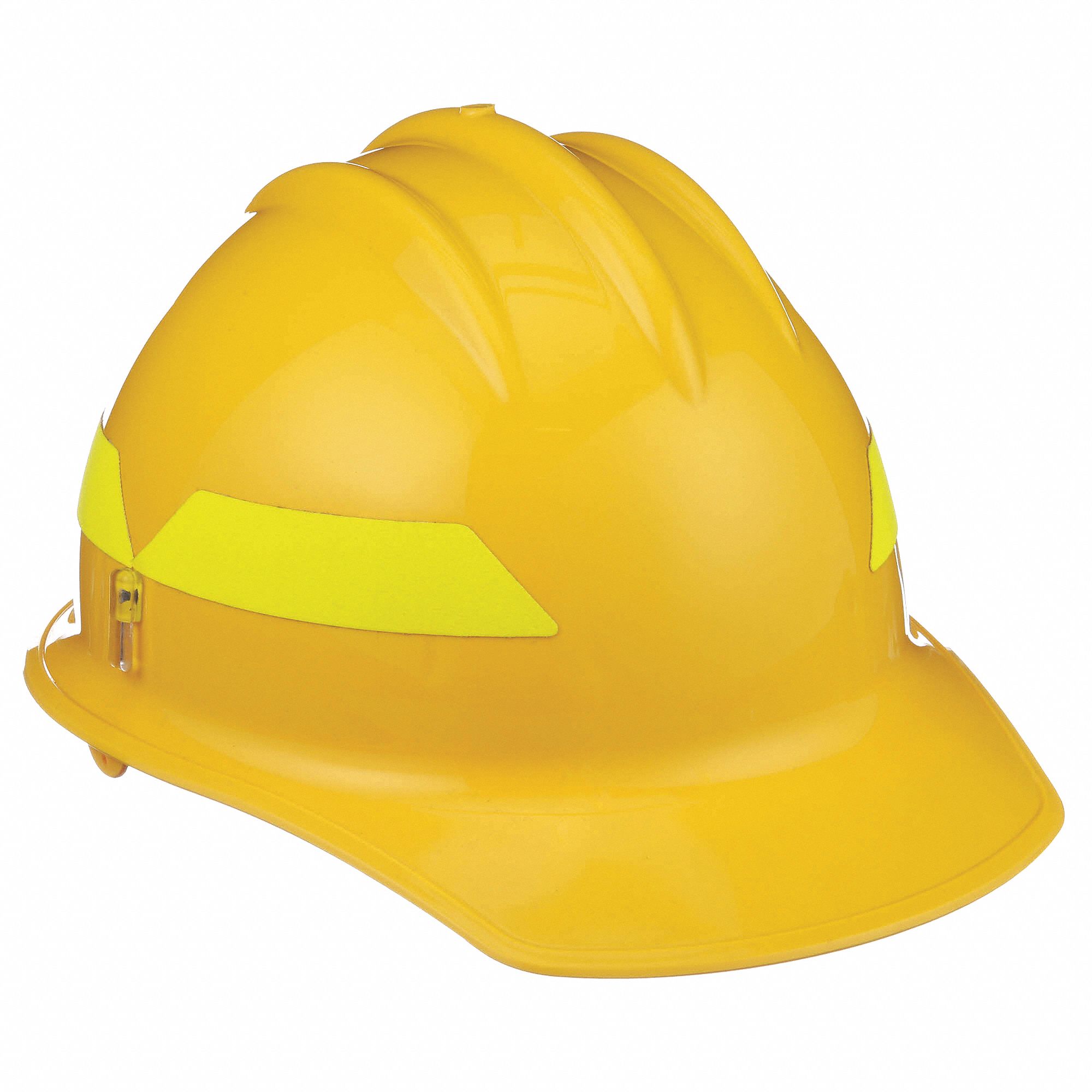 Fire Helmet: Yellow, Front Brim, Chin Strap, 6 pt Ratchet